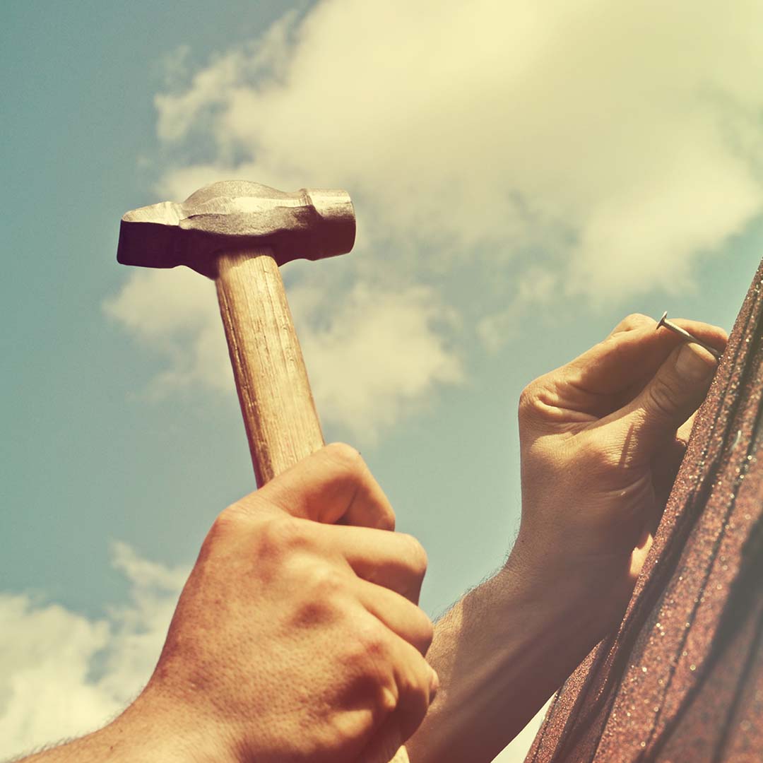 Man using hammer