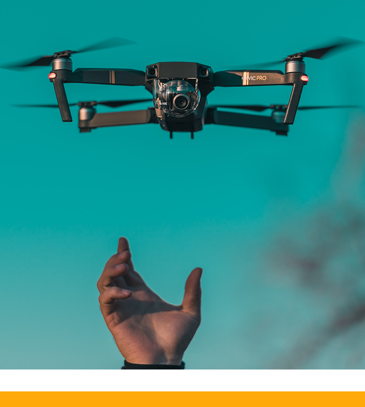 A drone flying in the air